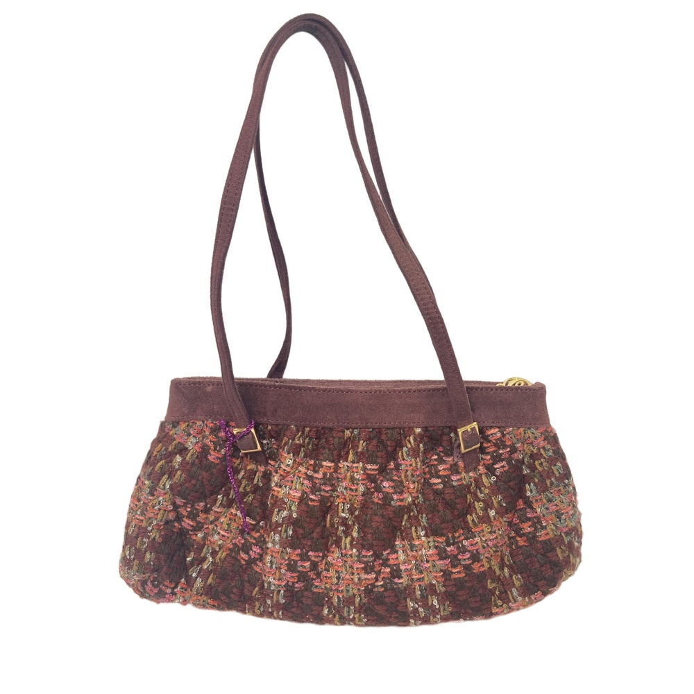 Vera Bradley Tweed Collection Shoulder Bag Burgundy Pink Gold Multi Rare Retired